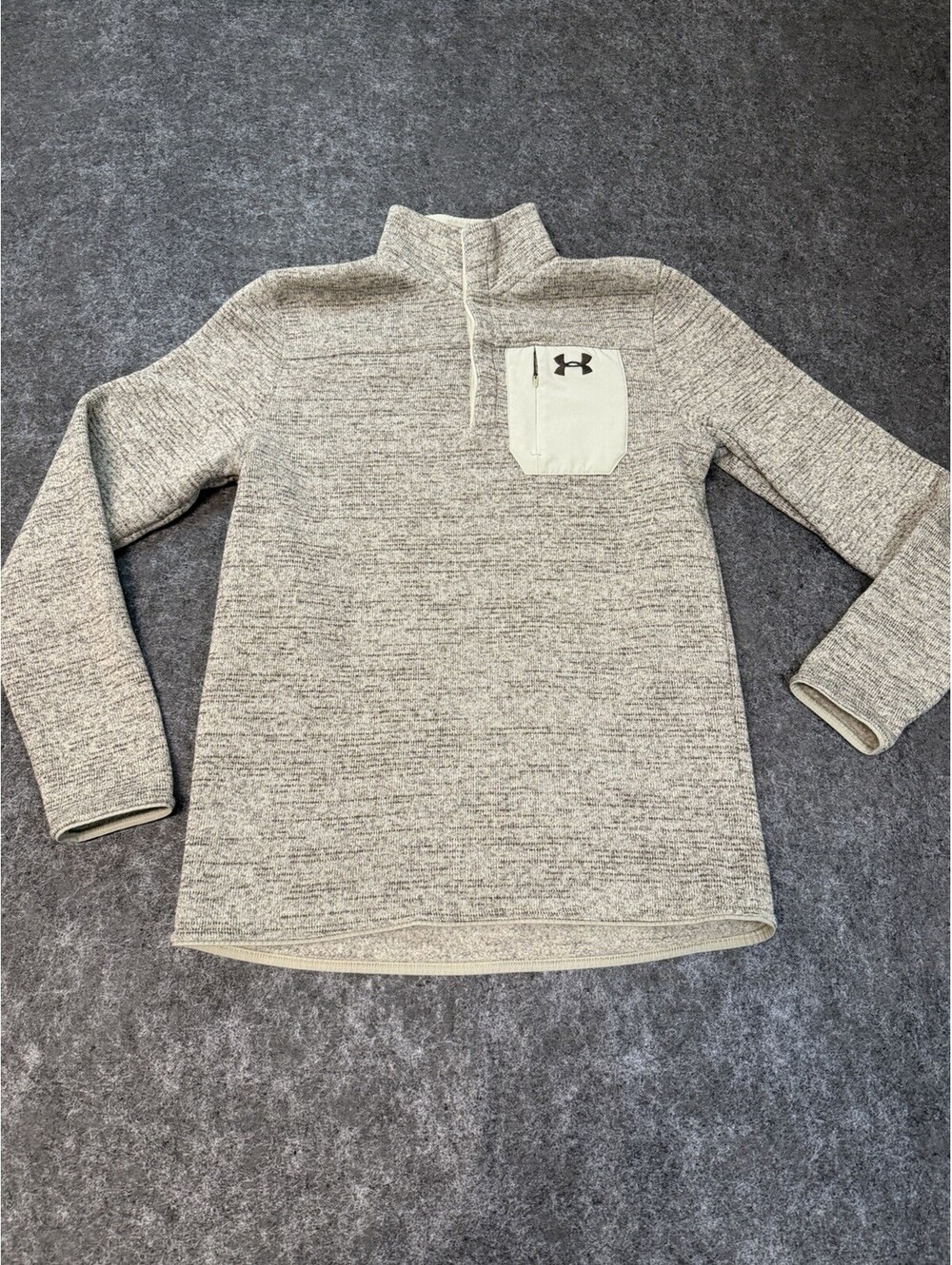 Under Armour Mens Medium Gray Sweater Fleece 1/4 Zip Pullover Loose Fit Pocket
